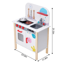 Load image into Gallery viewer, Wooden Pretend Play Kitchen Set for Kids with Realistic Sound and Removable Sink, Oven, Stove, and Faucet - Perfect Chef Playset Toy Gift for Girls and Boys Ages 3 and Up
